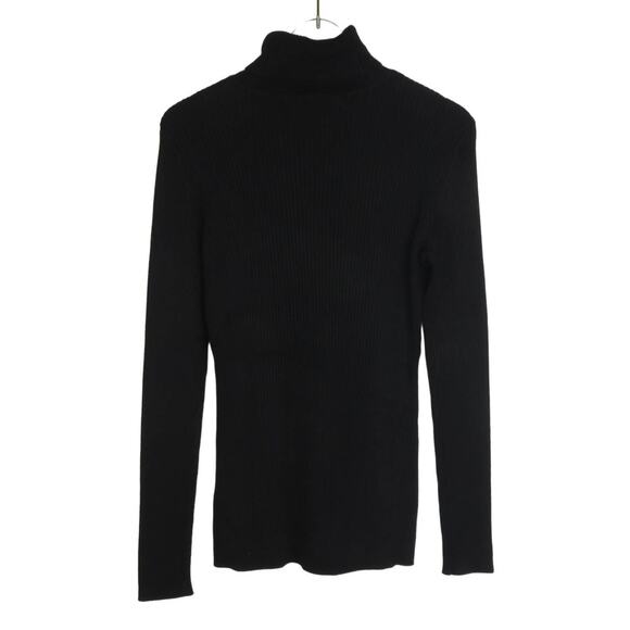 Boston Proper Black Ribbed Turtleneck Sweater Fitted Extra Small - Picture 4 of 8